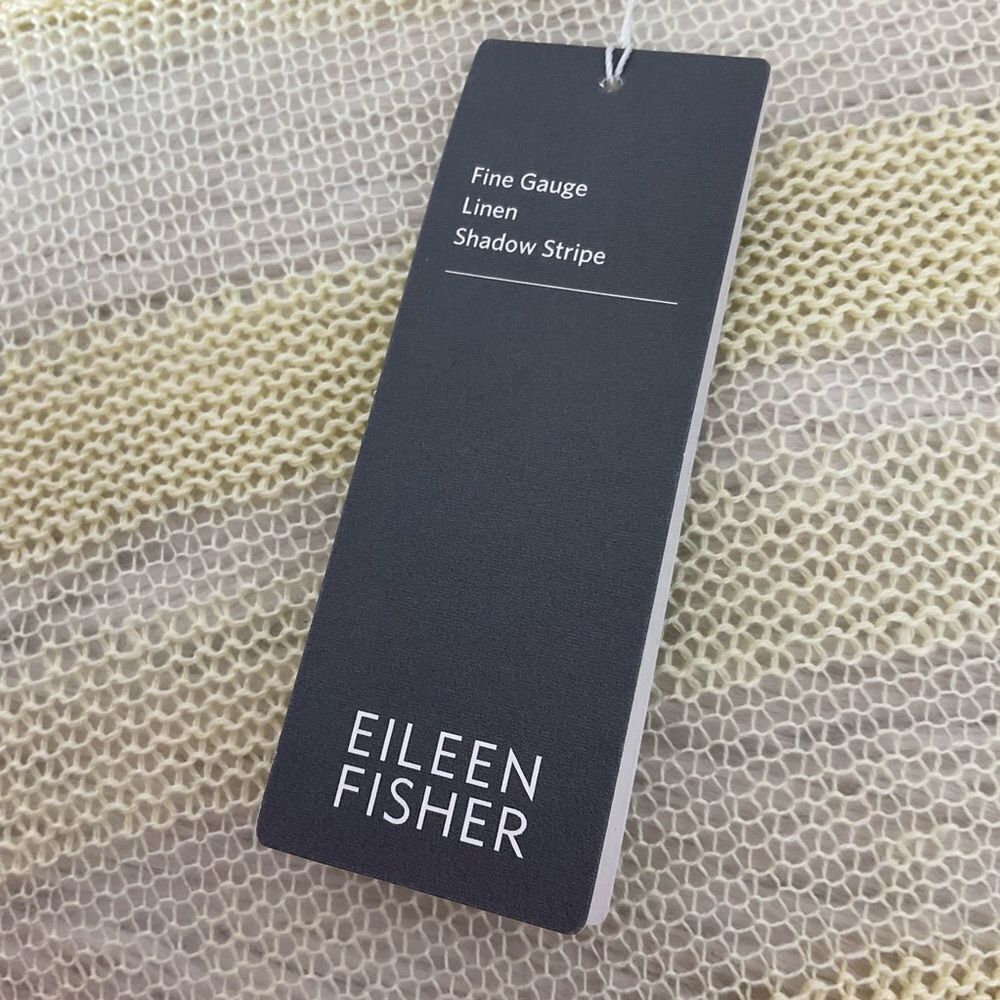 NEW Eileen Fisher Yellow Linen Shadow Stripe Knit Open Front Cardigan Top Set XL - Picture 15 of 15